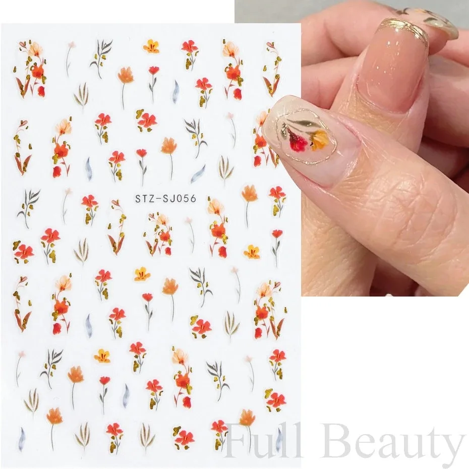 

4 шт., декоративные наклейки для ногтей в виде абстрактных цветов