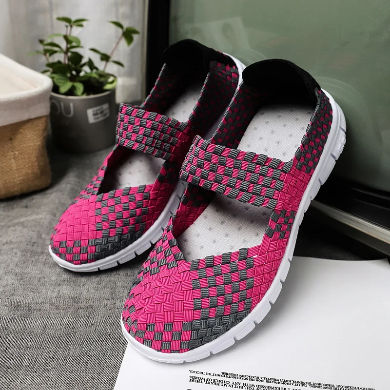 Handmade Woven Women's Sandals Breathable Female Flat Shoes  2023 Summer Loafers Shoes for Women's Colorful Luxury Flat Sandals