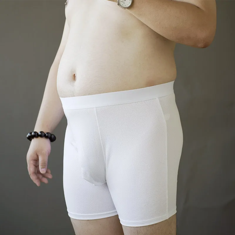 Men's breathable U-Bulge briefs sexy lingerie Chubby large sizeshorts Underwear See-through Fashion new Underpants