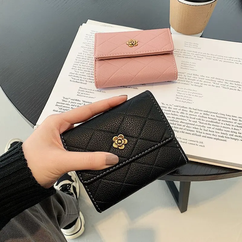 

Wallet Women's Short 2023 New Small Design High Sense Small Lingge Wallet Multi Card Wallet Women