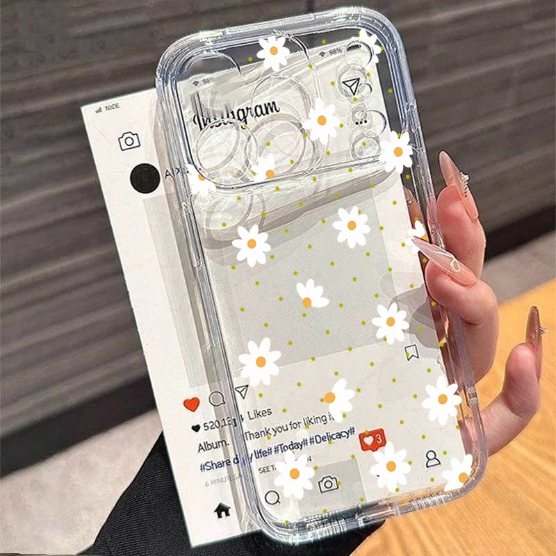 Фото Чехол для iPhone 17, 16 Pro Max, 11, 15, 12, 14 Plus, 13 Mini, 17 Air, 16E с летним цветочным принтом и пчелами, прозрачный №4