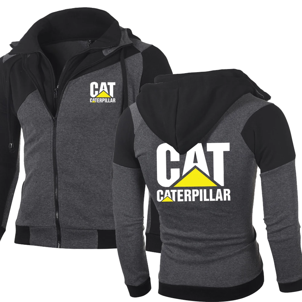 

New Spring Autumn CAT Logo Jacket Men Sweatshirt Hoody Fleece Cotton Zipper Hoodies Harajuku Male Coat