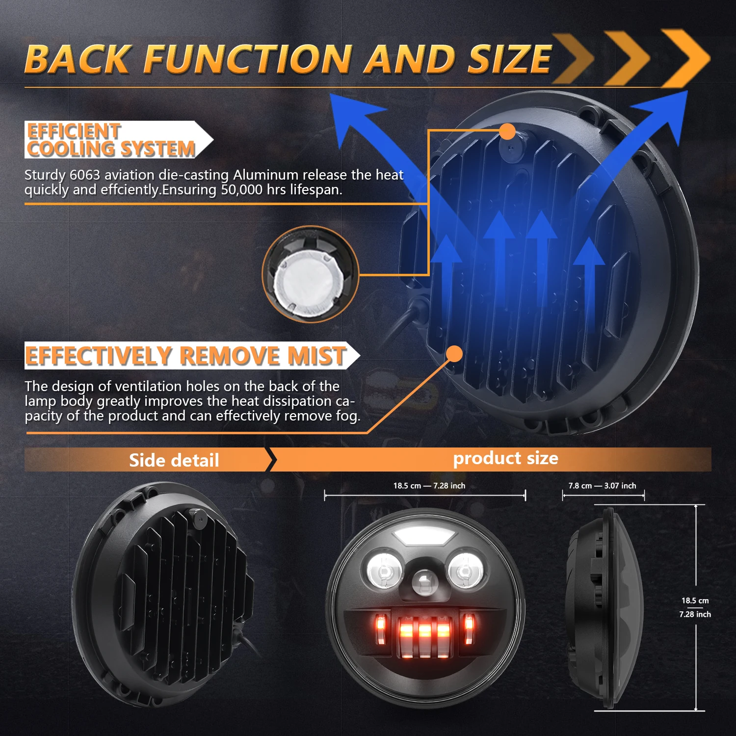 7-дюймовая круглая фотолампа monотклон R2 модель H4 6000K белая 200 Вт высокая мощность