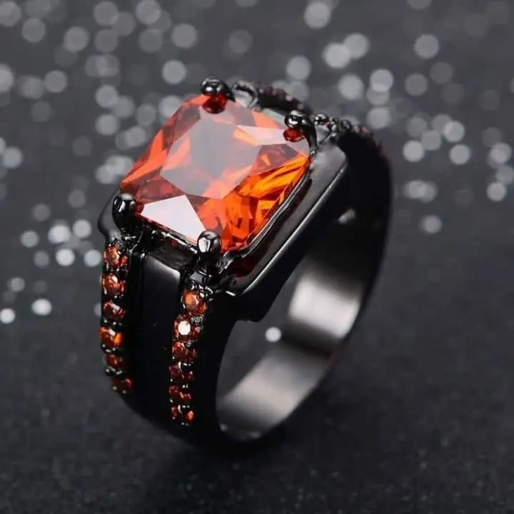 

European and American Style Women's Black Square Diamond Edge Diamond Ring New Fashion Temperament Men's Business Ring