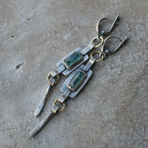 Серьги-подвески НовоПублик геометрические серебристого цвета