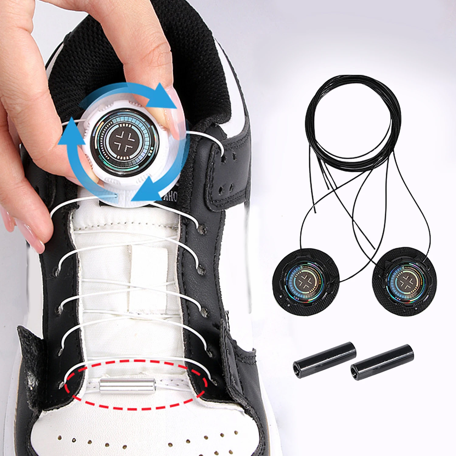 

1pair Metal Wire Swivel Automatic Buckle Rope Sneaker Shoelaces For Kids Adult No Tie Shoe Laces Quick Lock Shoestrings Sneakers