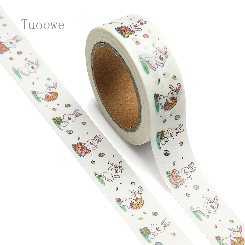 

NEW 1PC 15mm x 10m Easter Day with Cute Bunny Catoon Washi Tape Scrapbook Masking Adhesive Washi Tape Stationery