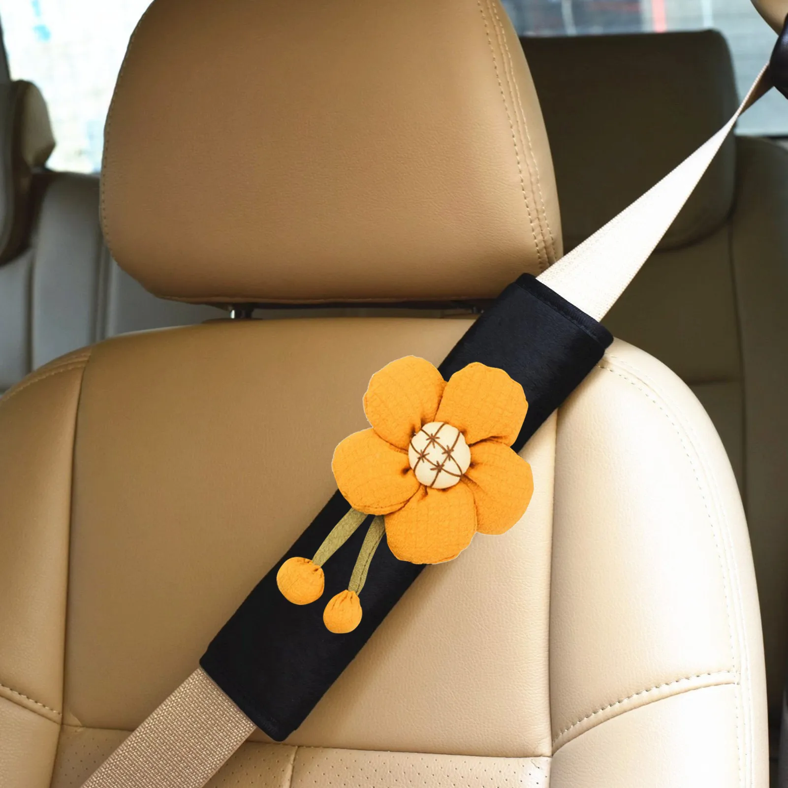 

Наплечный чехол для автомобильного ремня безопасности, декоративный Мягкий ремень с цветочным рисунком, милый аксессуар для автомобиля дл...