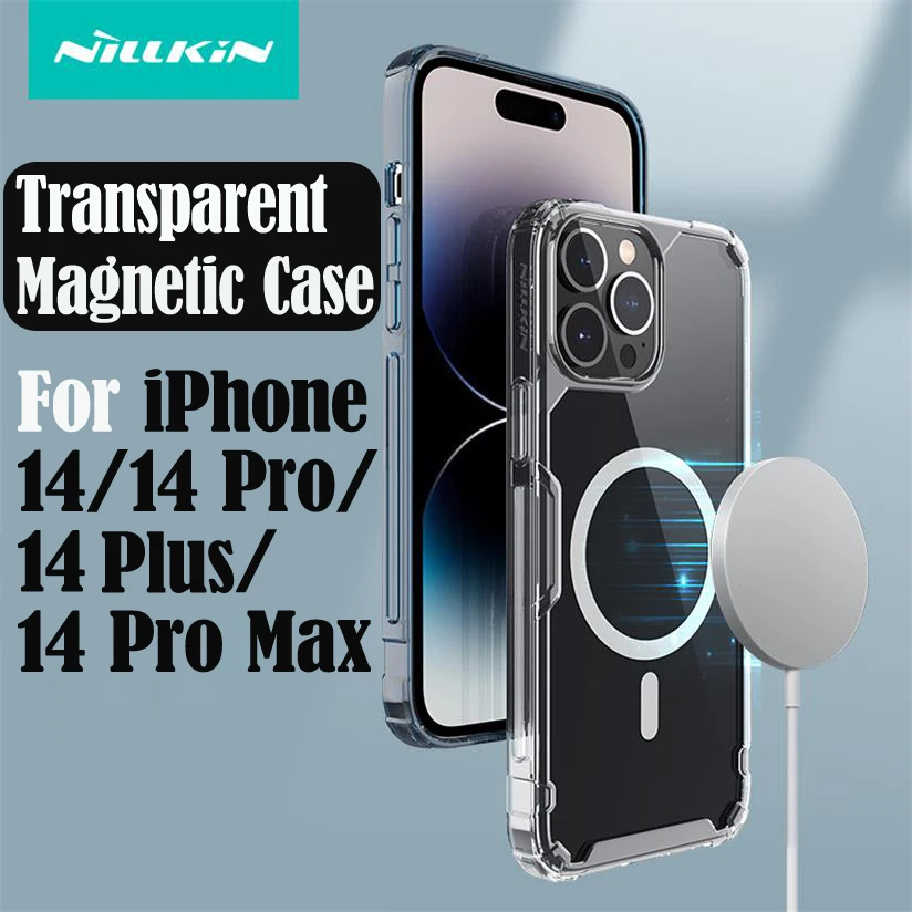

For MagSafe For iPhone 14 Pro Max Magnetic Case Nillkin Nature Pro Transparent Clear TPU PC Back Cover For iPhone 14 Pro 14 Plus