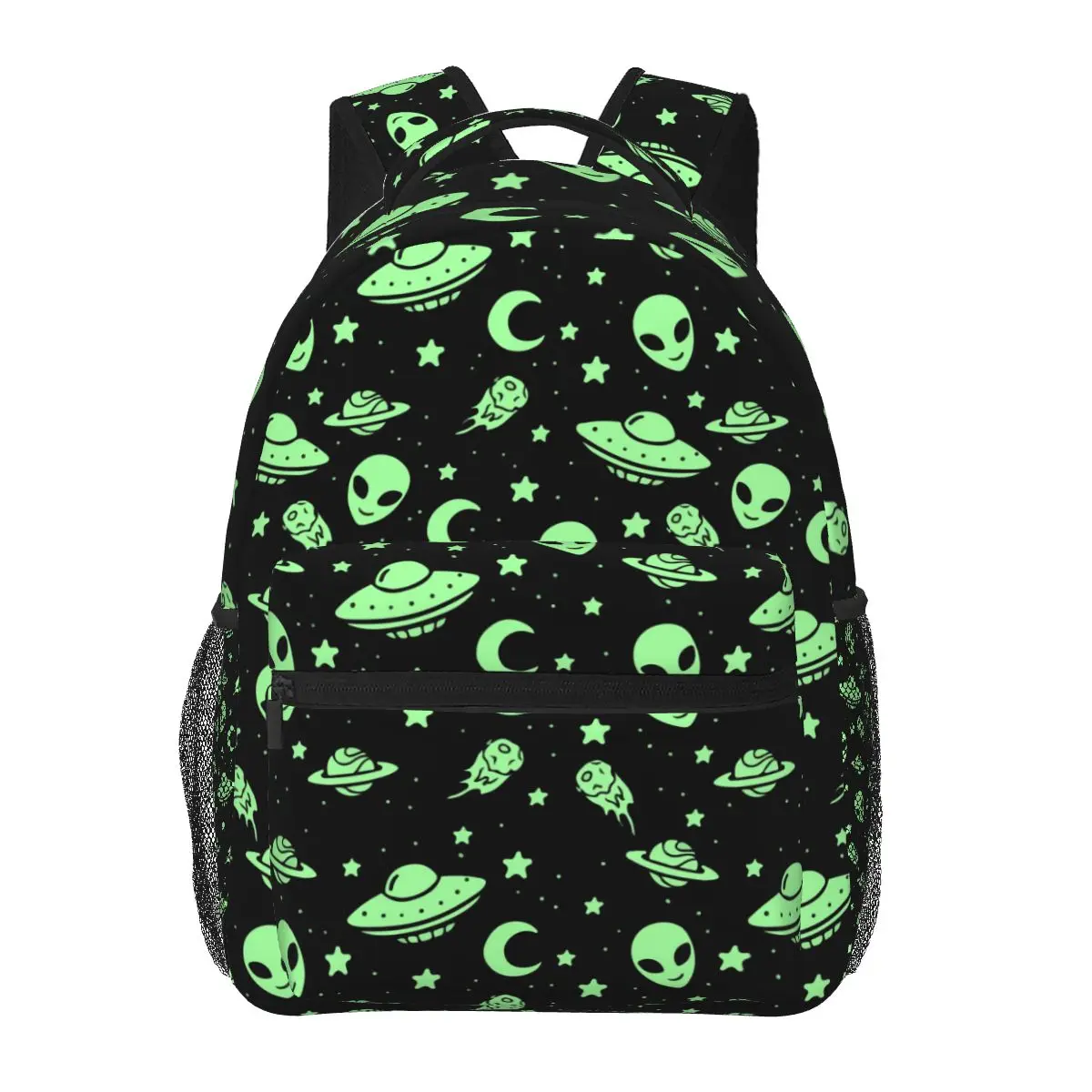 

Women Backpack Green Alien UFO Moon Fashion Bag for Women Men School Bag Bookbag Mochila