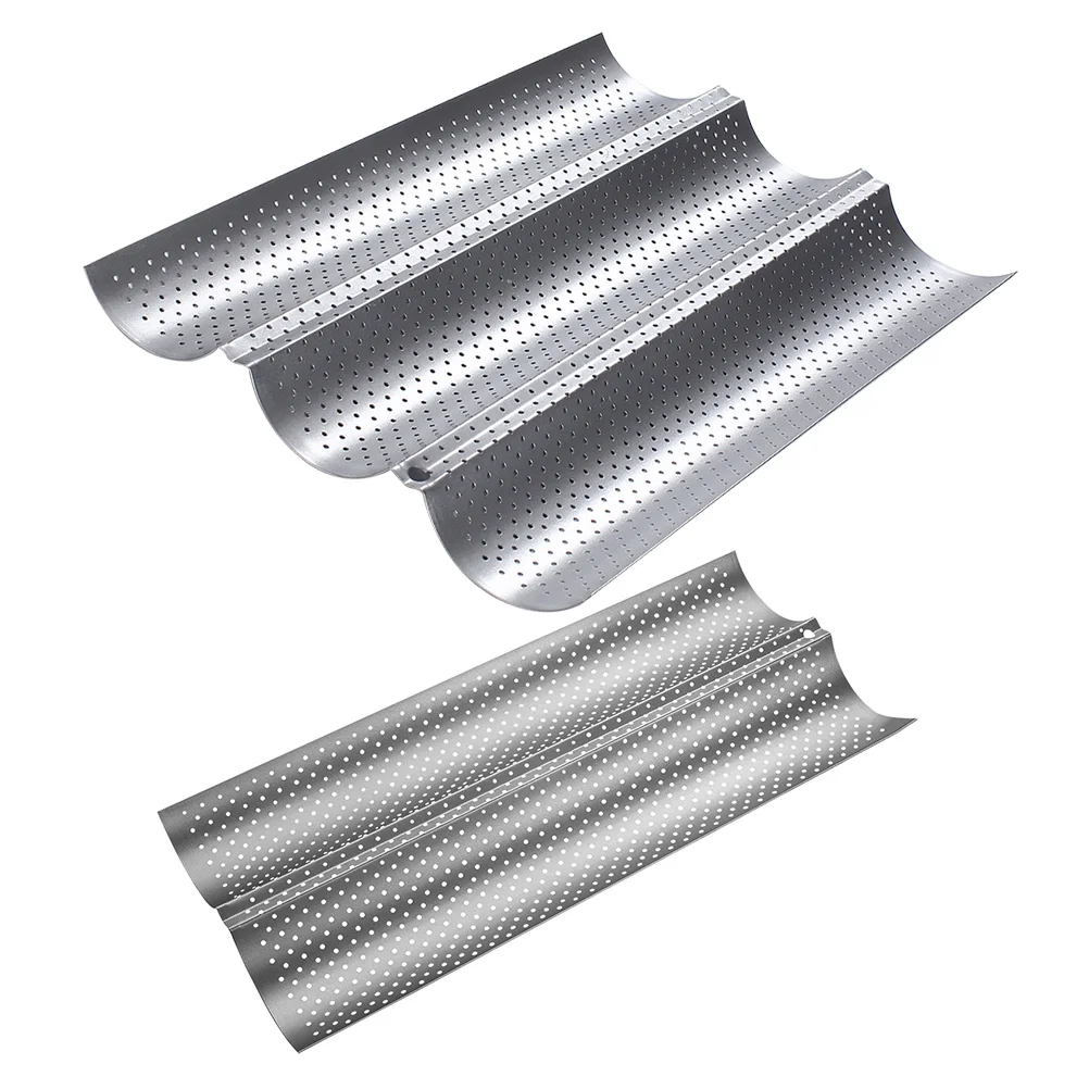 

Pan Bread Tray Baking French Mold Loaf Bun Perforated Toast Pans Rolls Nonstick Hot Dog Bake Metalmolds Bakery Mini Silicone