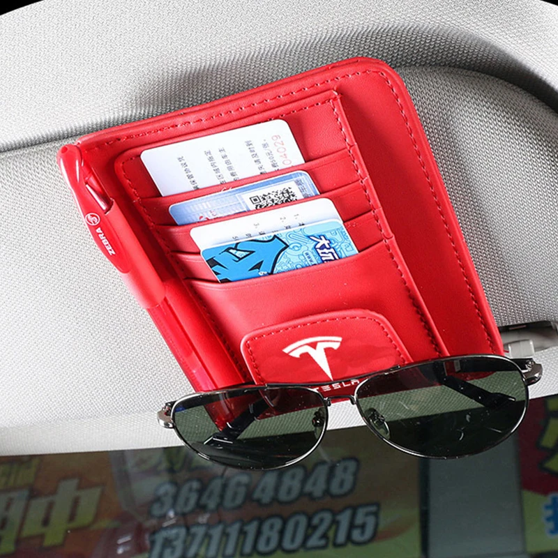 

Многофункциональный держатель для очков из искусственной кожи для Tesla Model 3/X/Y/S, аксессуары для автостайлинга