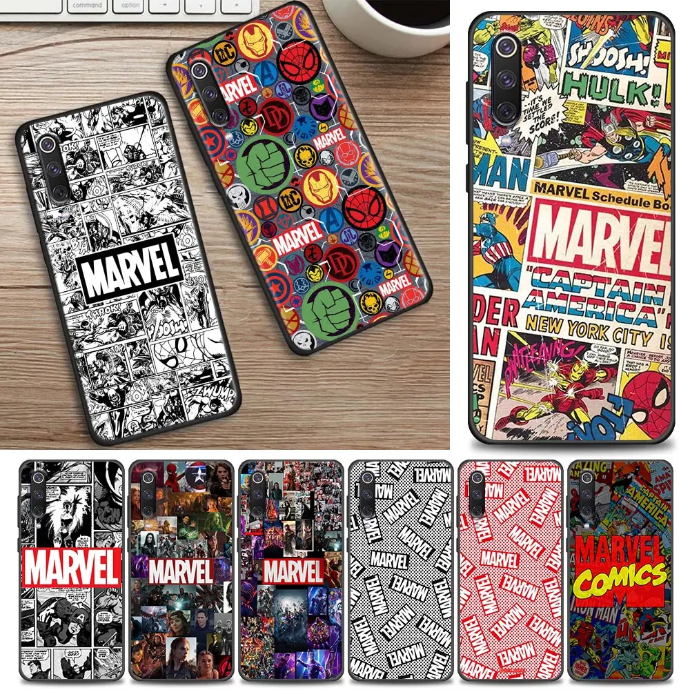 

Marvel Comics The Avengers Logo Case For Xiaomi Poco C50 C40 X4 F4 M5 N5S M4 X4 X3 F3 M3 GT Pro Nfc Redmi Note 8 7 Black Cover