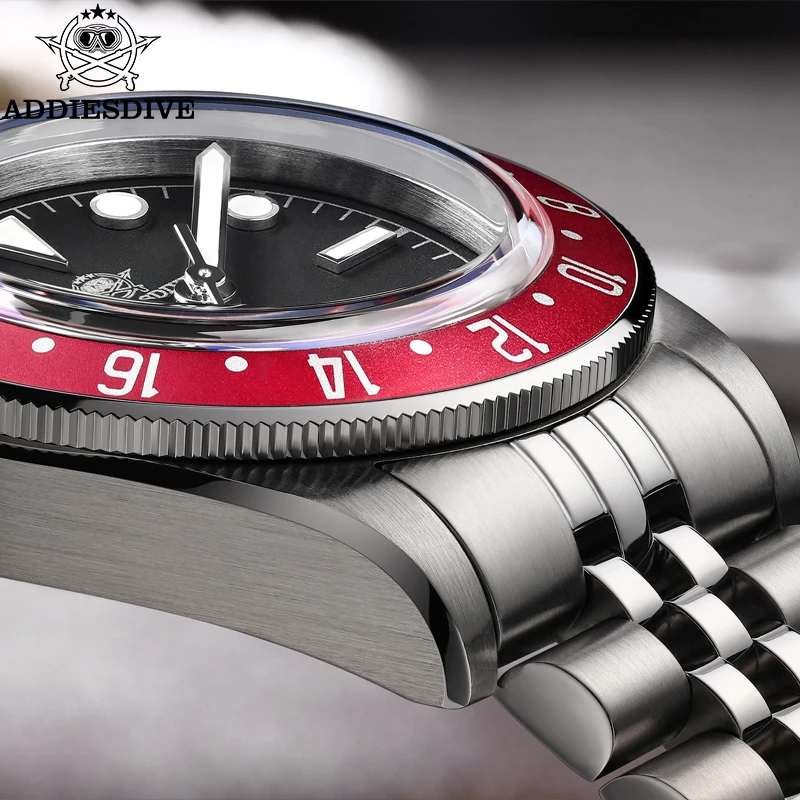 Фото Модные мужские часы ADDIESDIVE GMT с купольным стеклом, спортивные кварцевые наручные часы, водонепроницаемые до 20ATM, светящиеся часы для дайвинга №5