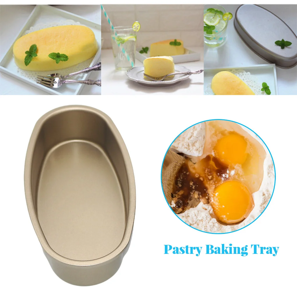 Non-Stick Cake Mould Oval Shape Baking Flan Pan Carbon Steel Pastry Tray Kitchen Oven Homemade Chef Bakeware