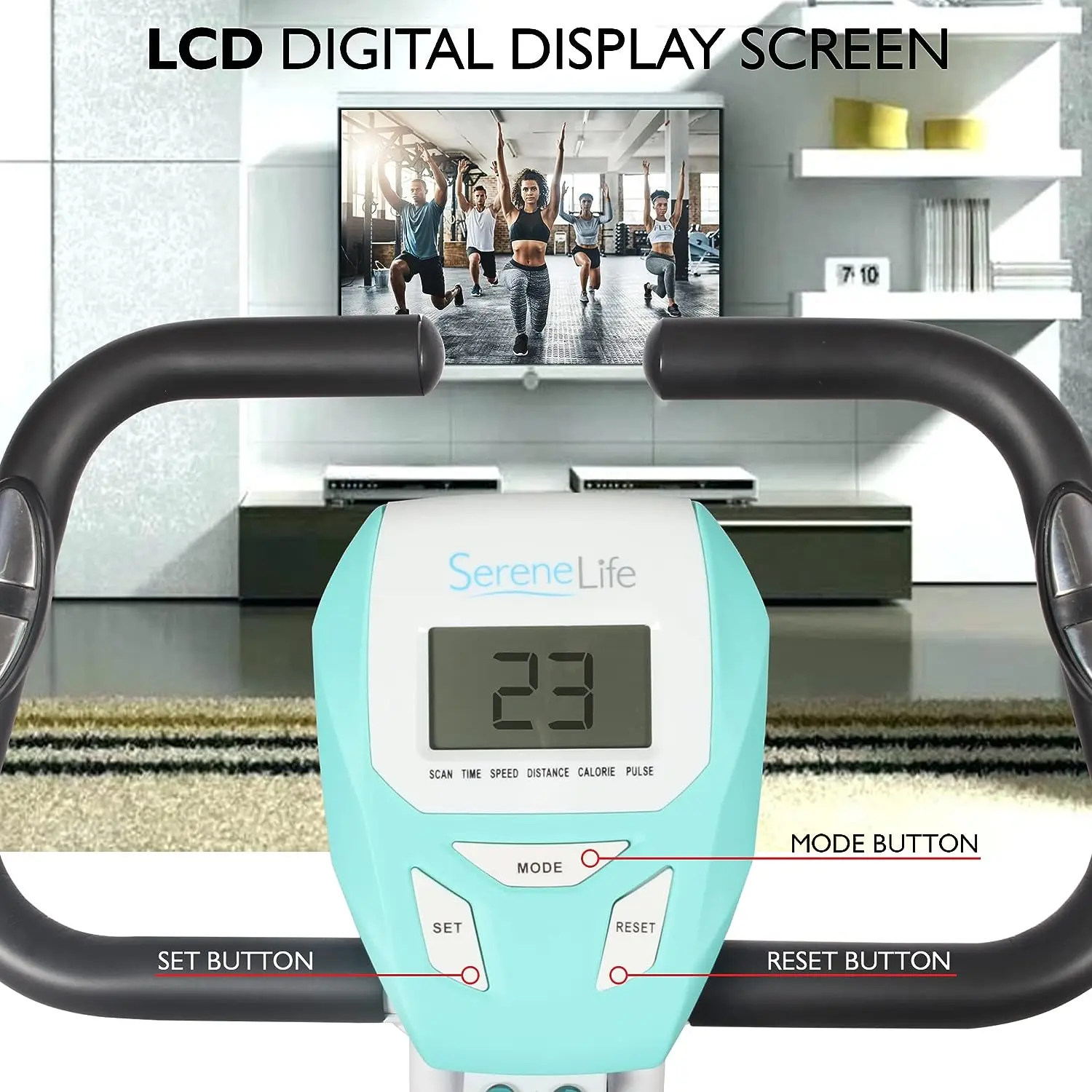 

Folding Stationary Exercise Bike - Foldable Stationary Bike Cycling Cardio Workout Equipment - Compact Home Bicycle Fitness Mach