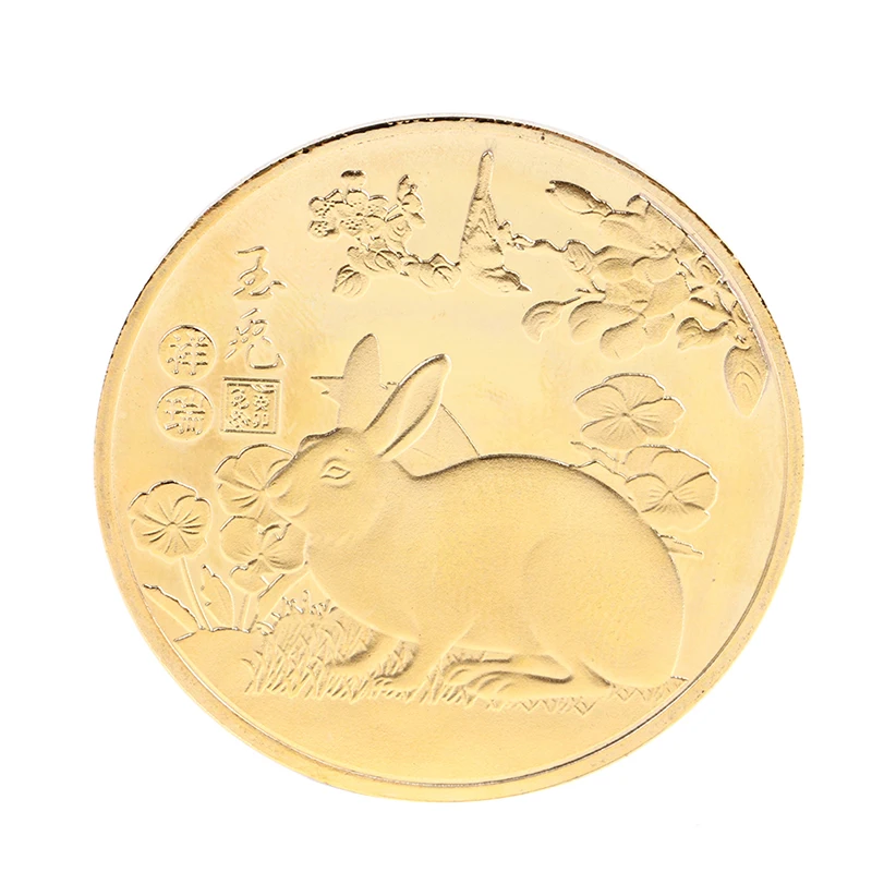 Золотые монеты в китайском стиле со знаками Зодиака 2023 памятные виде кролика на