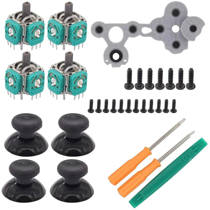

3D Analog Thumb Sticks Sensor Module Cap With D Pads R/L Button T6 T8 Screwdriver Repair Kit For One Controller