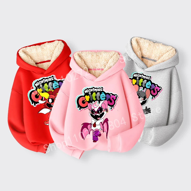 Nightmare Critters Hoodie Cute Vans Winter Warmth Pullover Fashion Anime Printing Boys Girls Clothes Cartoon Birthday Tops Gifts