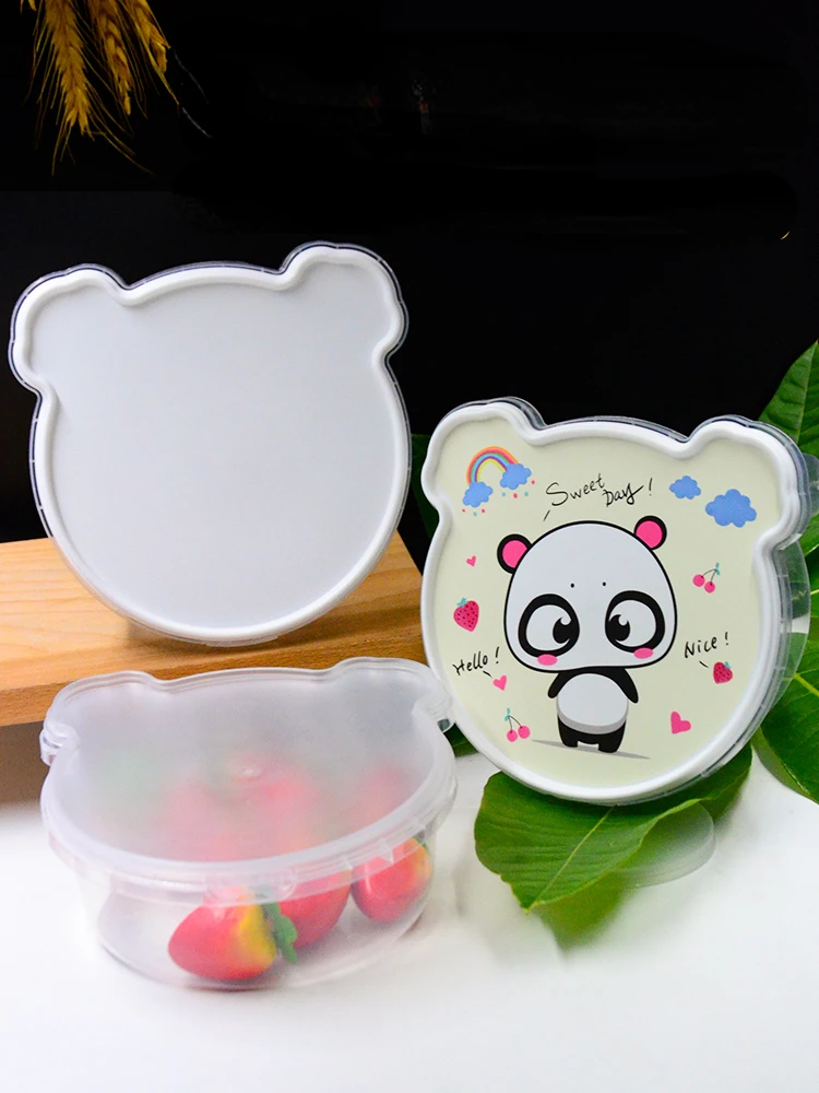 

1100ml Dessert Fruit Packaging Box Microwave Heating Anti-theft Buckle Keep Fresh Boxes Little Bear Fruit with Lid Bento Box
