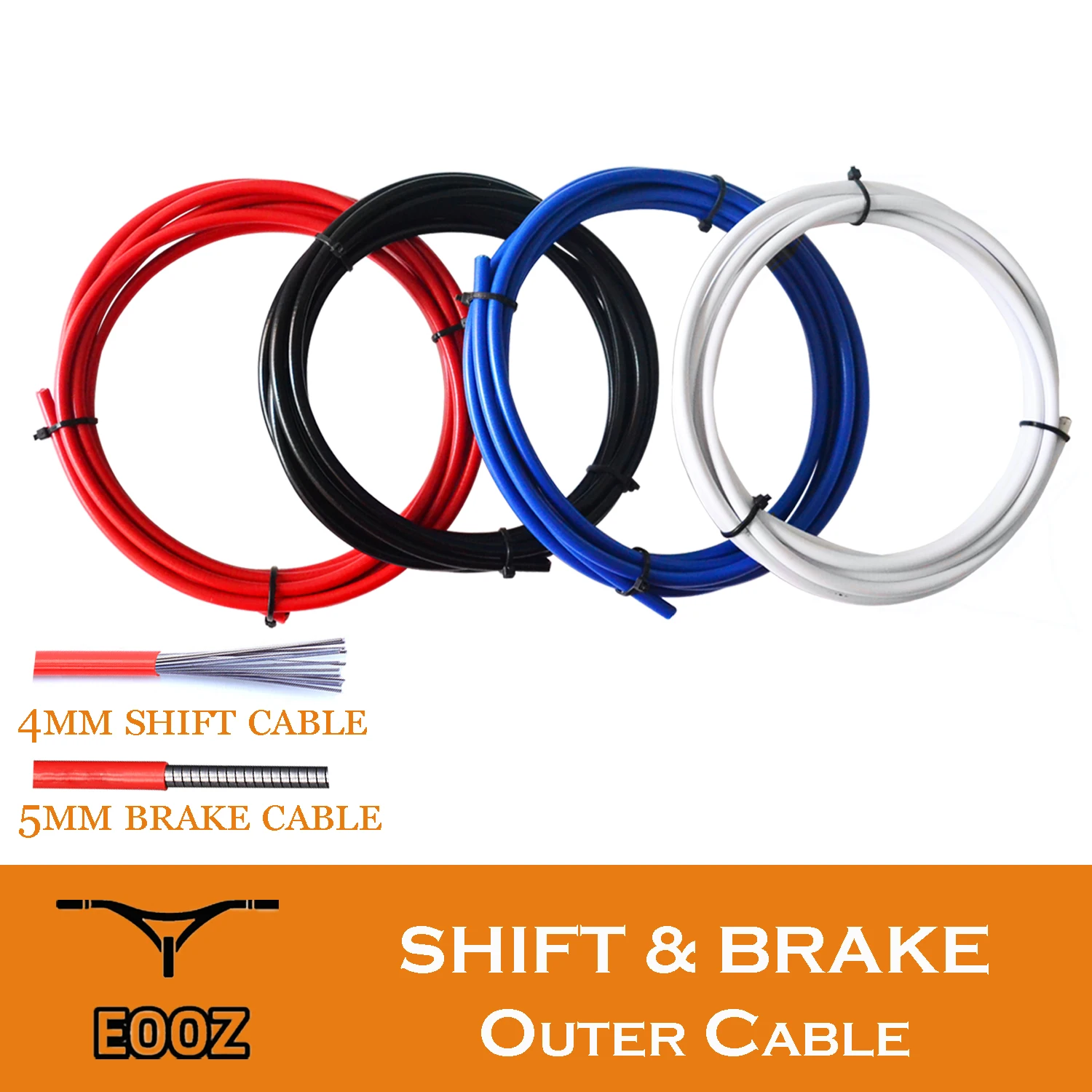 

EOOZ Bike SHIFT & BRAKE OUTER CABLE Bicycle Brake Cables Shift Cable 4mm/5mm MTB Road Bike Shifter Brake Cable Line Pipe