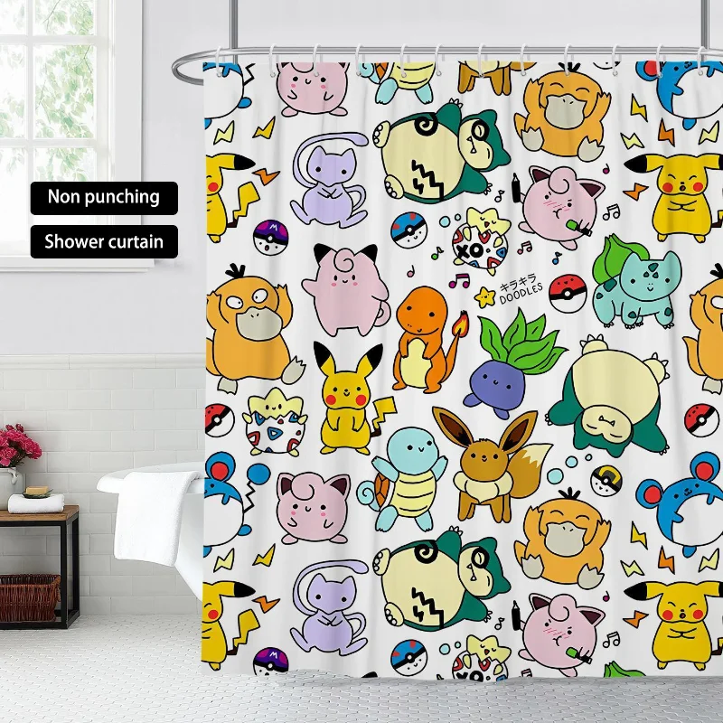 Занавеска для душа с покемоном Пикачу, 180 см