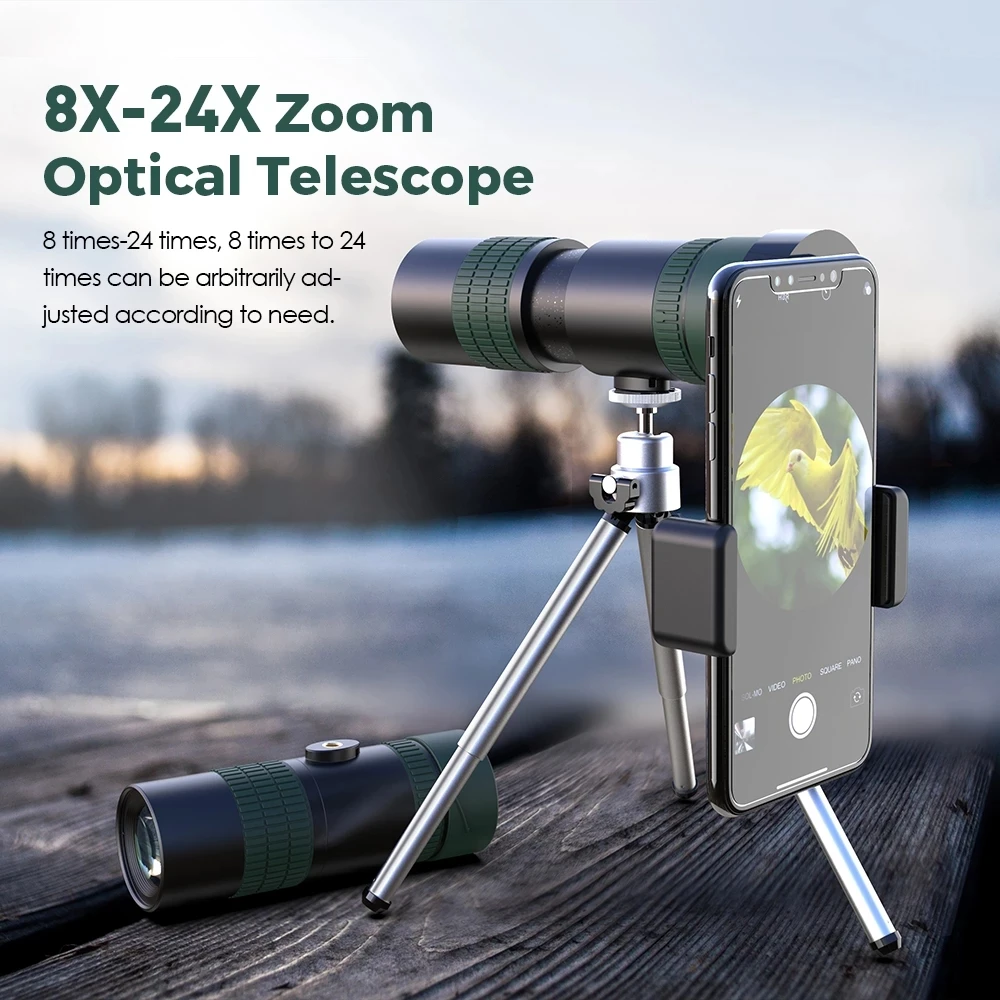 

TOKOHANSUN 8-24x30 Zoom Telephoto Telescope lens Monocular Long Range Foldable Tele phone lenses for phones Hunting Camping