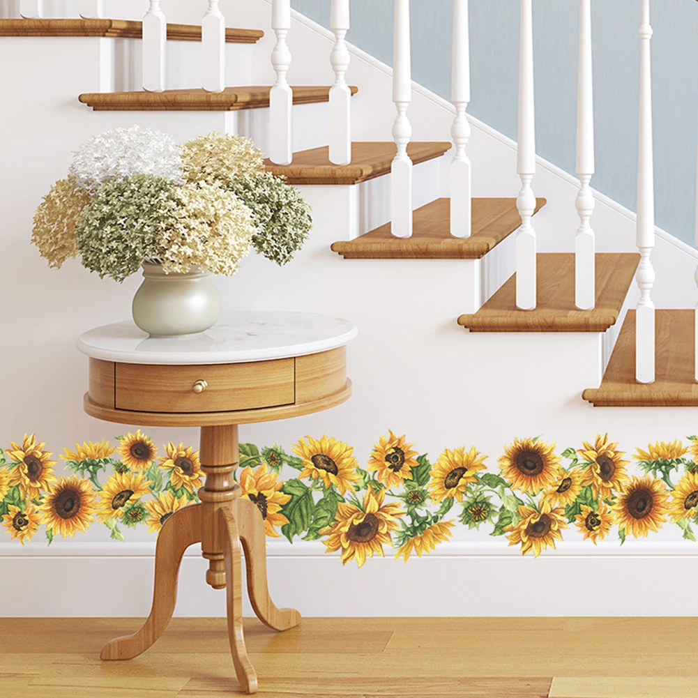 

Sunflower Skirting Wall Stickers DIY Bedroom Living Room Wall Stickers PVC Decal Mural Home Kindergarten Arts Poster Decoration