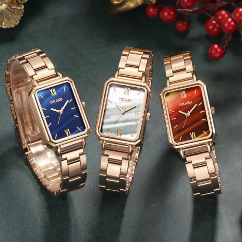 Women's Watches Are Popular For Their Casual And Fashionable Green Square Steel Bands, And Are High-Quality Girls Gifts