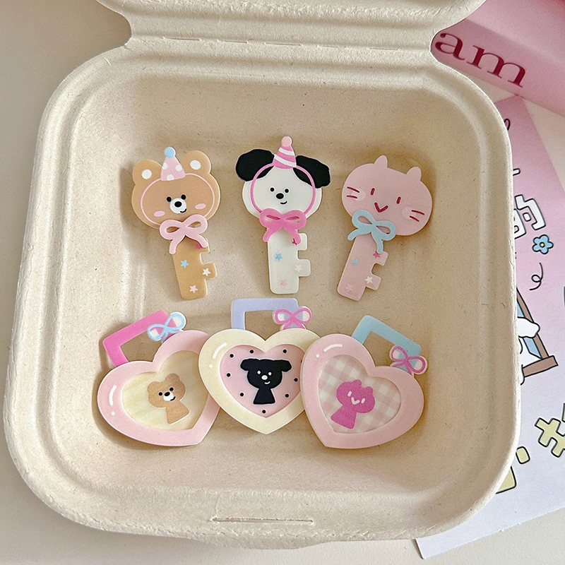 Форма замка и ключа заколка для волос с маленькими животными милая мультяшной