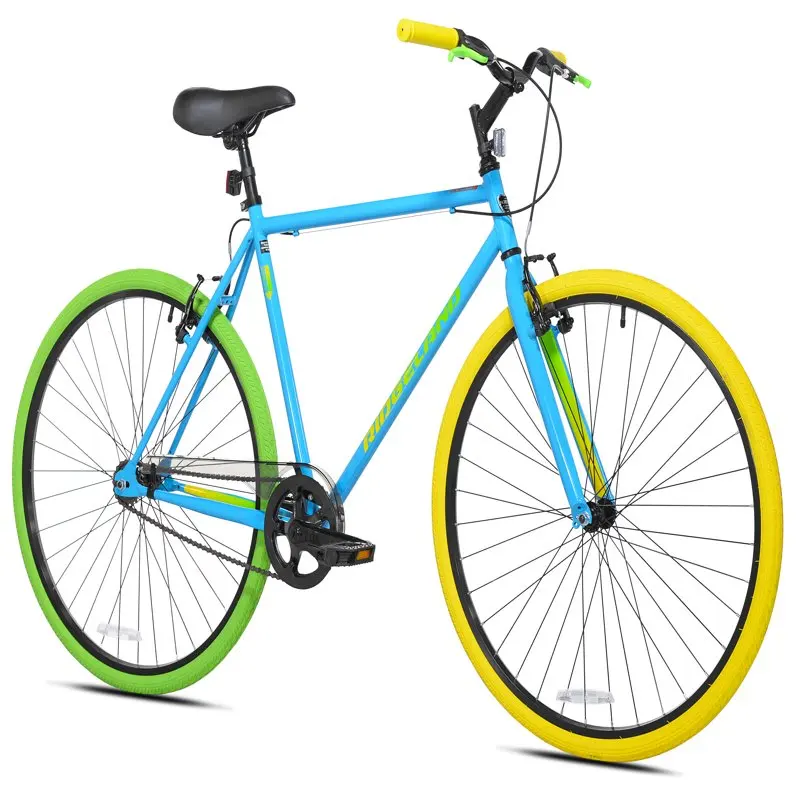 

700C Men's Ridgeland Bike, Blue/Green Bicycle Thickened Tire Comfortable Soft Seat Cushion Sensitive Brake Steel Frame