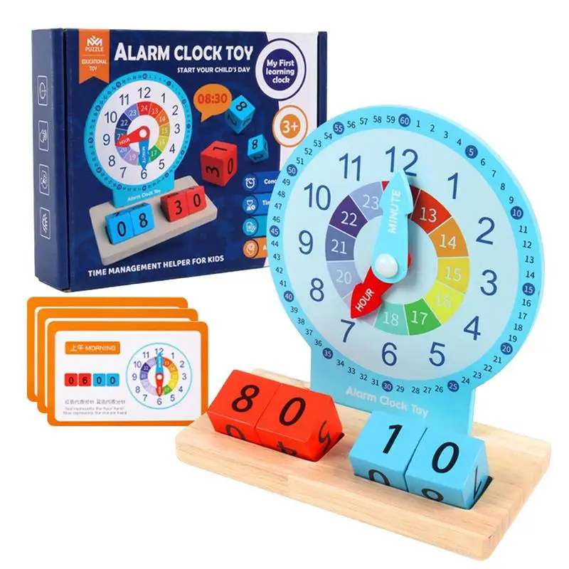 

Kids Montessori Clock Toys Set Wooden Clock Teaching And Demonstration Learning Aids Early Math Skills Toys for Kindergartner