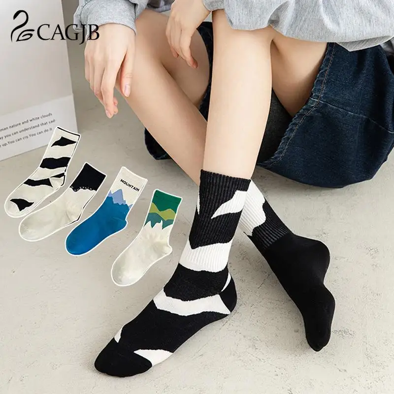 

1Pair Women Combed Cotton Boneless Crew AB Socks Men Street Fashion Trend Sports Couple Breathable Socks