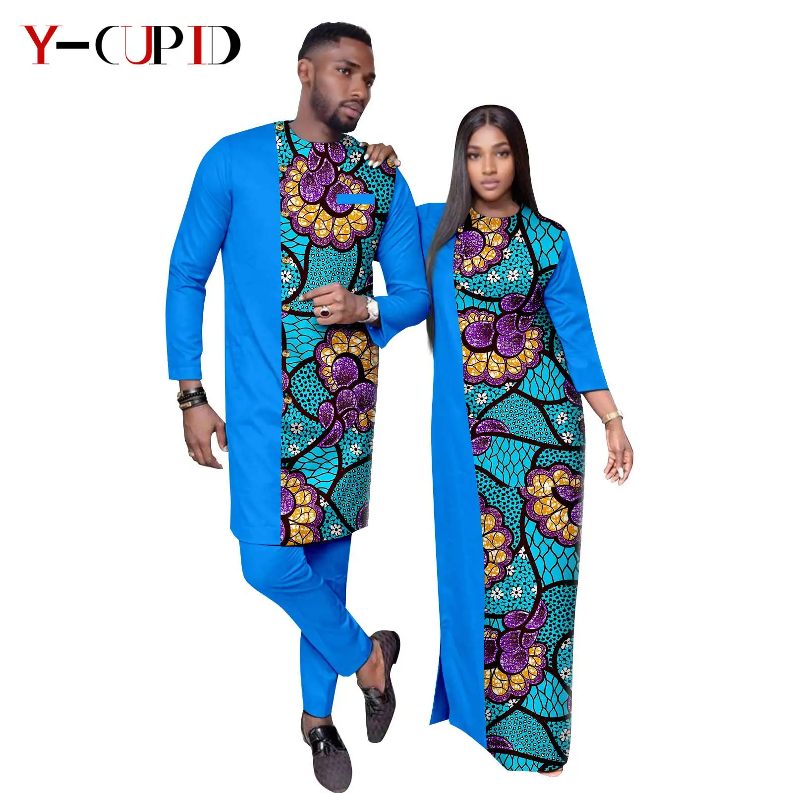 Африканские свободные длинные платья для женщин парные мужские наряды базин