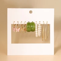 new acrylic butterfly earrings set 5 pairs of creative simple green acrylic earrings pearl earrings women