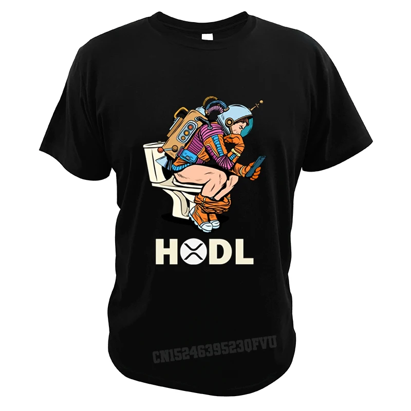

Ripple XRP Tshirts Men Women Crypto HODL Space Man On Toilet Cryptocurrency Talk Funny Tee MEO Male Cotton Men T-Shirts
