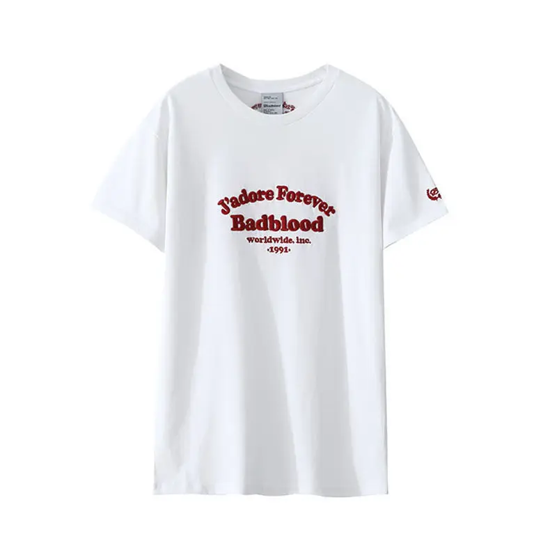 Fashion Badblood Top Classic Letter Embroidery Loose Oversize Round Neck Short Sleeve T-Shirt for Men and Women