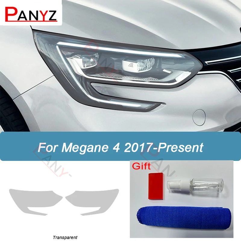

Защитная пленка для автомобильных фар Renault Megane 4, 2017 г., дымчатый черный оттенок, виниловая прозрачная наклейка из ТПУ