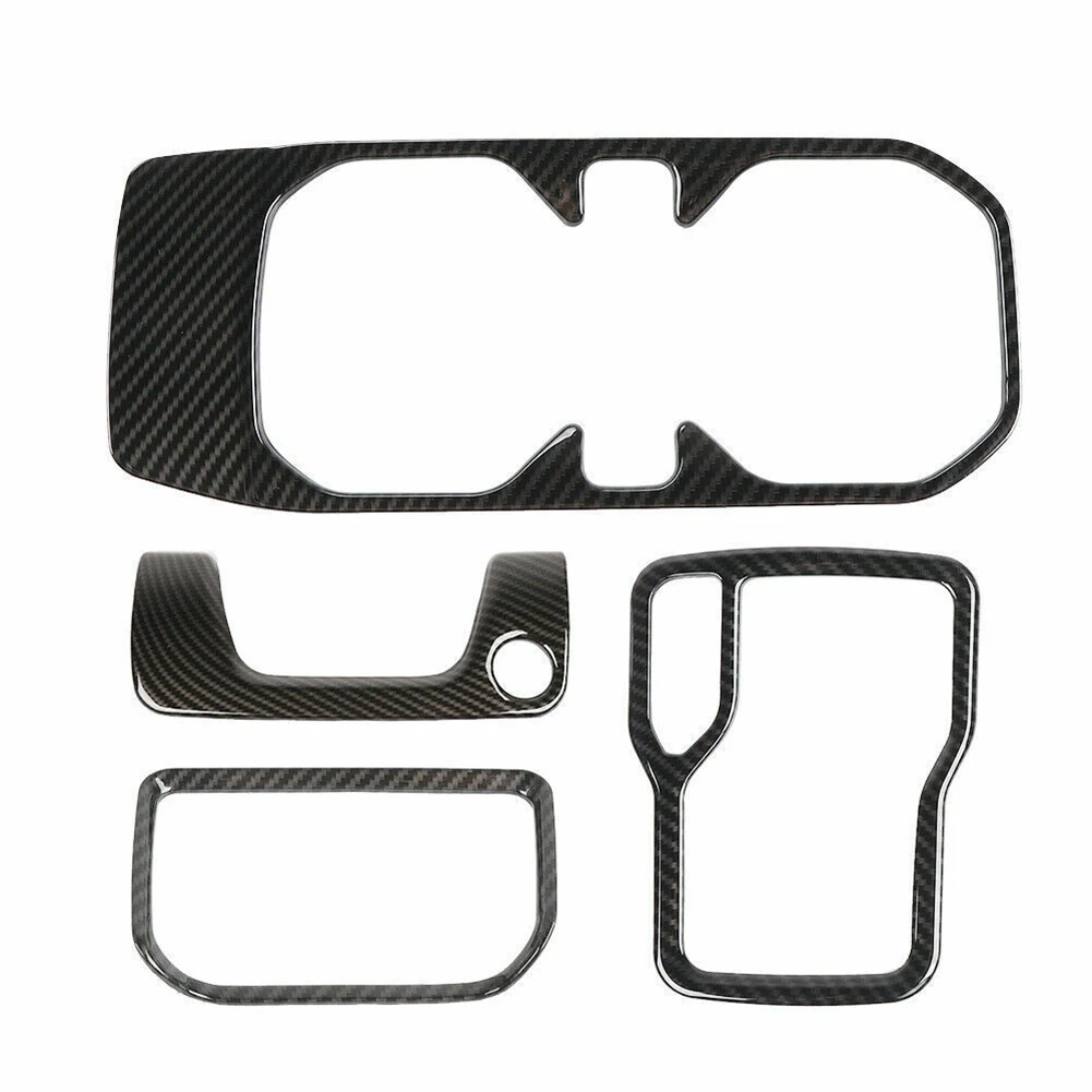 

Gear Shift Cup Holder Armrest Box Key Hole Cover Trim for Wrangler JL JT 2018-2022, ABS Carbon Fiber