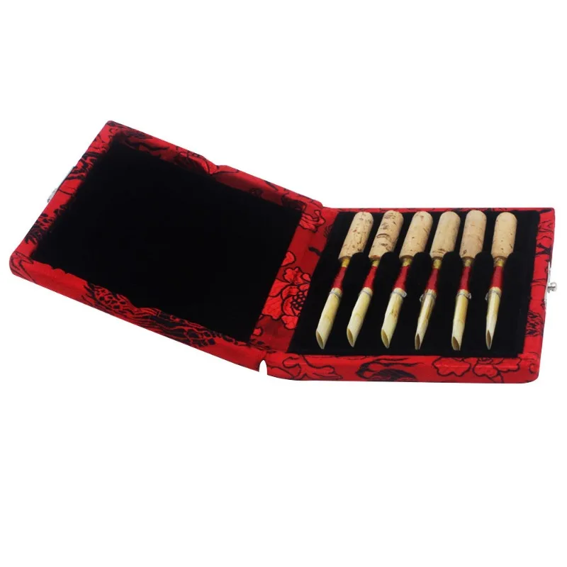 

Moistureproof Reed Box Oboe Reeds Case Wooden + Silk Cloth Cover Reed Case Holder Storage Box for 6pcs Oboe Reed