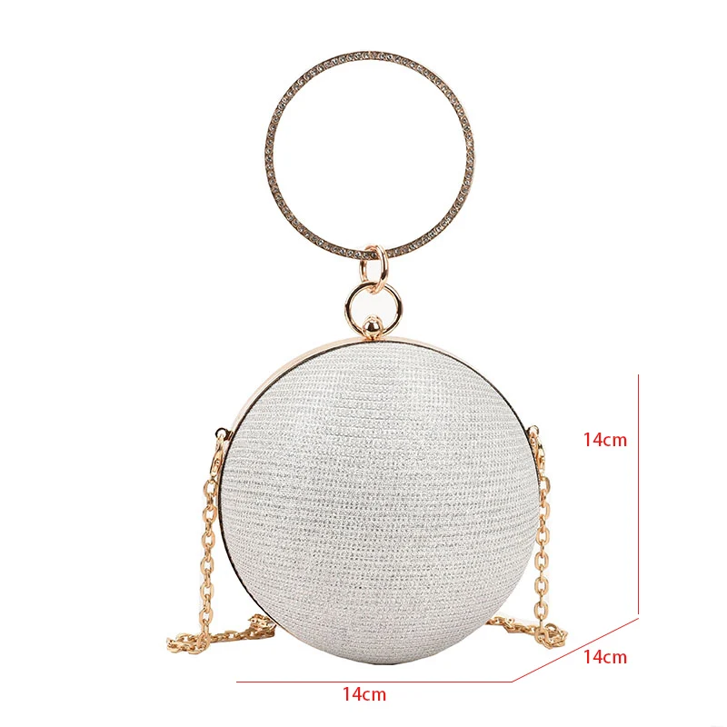 Ring Handle Rhinestones Evening Clutch Bag Gold Shiny Handbag And Purse Mini Small Baskball Crossbody Shoulder Bag For Ladies images - 6