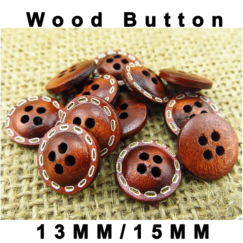 100PCS  Wooden  Ring Dot Buttons  Coat Clothes Tree Button Garment Boots  MCB-760L