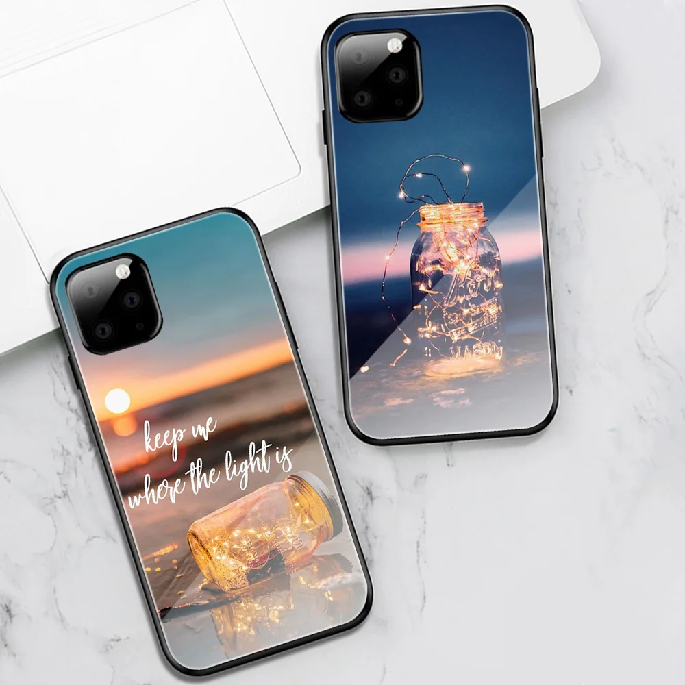 Dream Starry Sky Funda Case for Iphone 13 Pro case for Iphone 13 12 11 XR Pro XS MAX X 7 8 6 6S Plus SE 2020 Tempered Glass Case