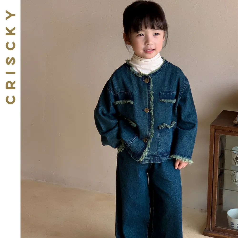 

Fashion Outfit for Kids Girls Denim 2-Piece Sets Long Sleeve Jacket and Loose Jeans Set for Baby Girl Toddler Fall Clothes Sets