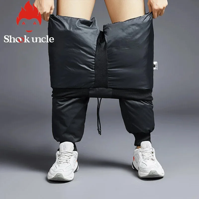 

Зимние теплые мужские пуховые брюки, уличные спортивные брюки с белым утиным пухом для кемпинга, ультралегкие утепленные теплые пуховые брюки