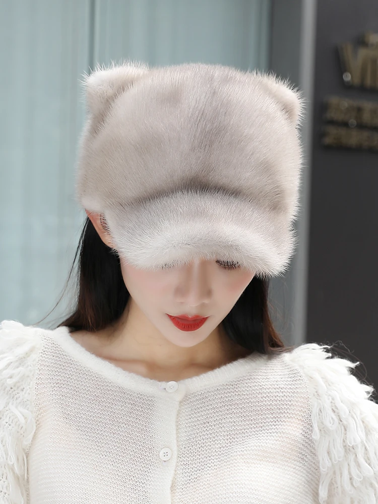 

Mink hat children winter white whole mink leather mink fur padded warm Korean version of Joker winter cap tide