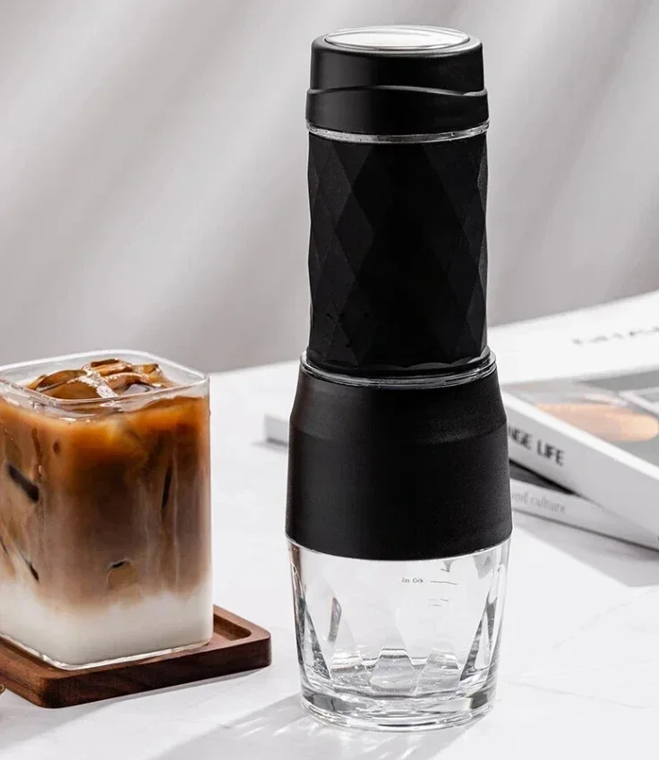 Портативная кофемашина для кемпинга и путешествий текстурированная Черная