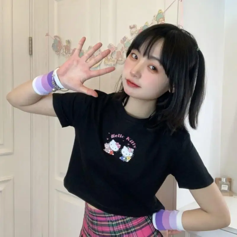 

Fashion Kawaii Sanrios Short Sleeve Cute Soft Hellow Kittys Cartoon Anime Sexy Print Short Sleeve Plush Toys for Girls Gifts