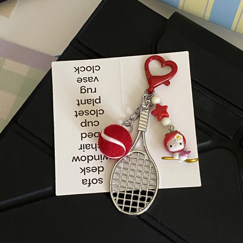 Симпатичный брелок для теннисной ракетки Hello Kitty аниме модель Sanrio ключей кавайная