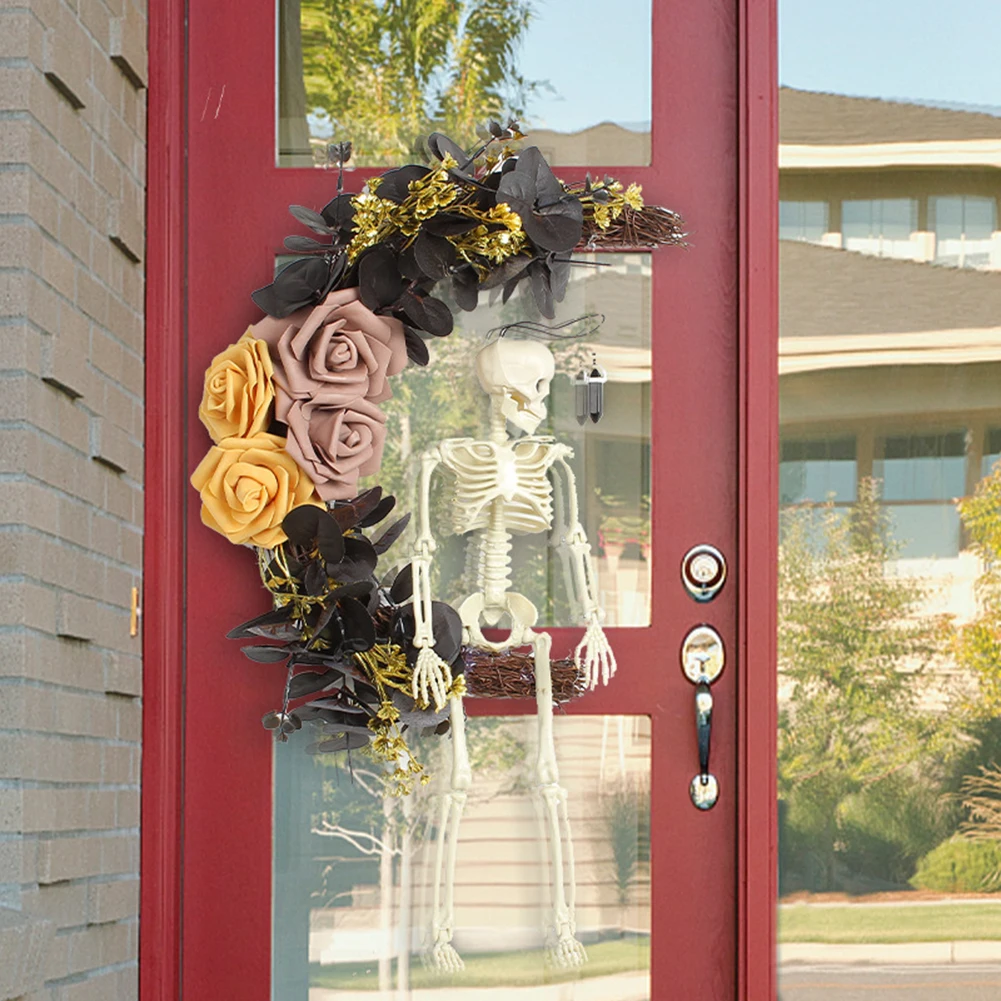 Искусственный венок с черепом входная дверь декор со скелетом на Хэллоуин в